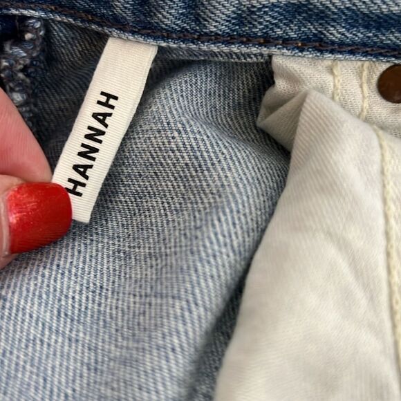 GRLFRND Hannah distressed high waist cropped blue jeans in Fly High Size 31 - Picture 12 of 13